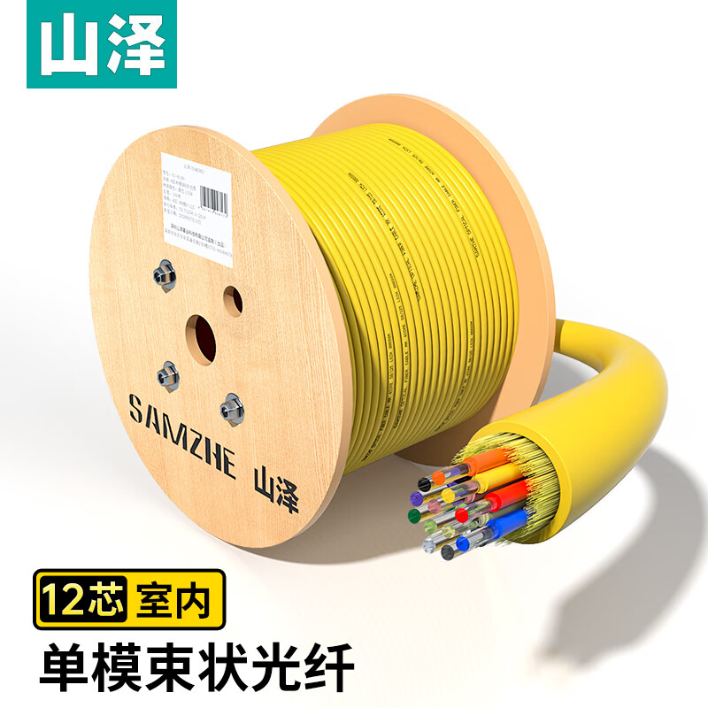 山泽(SAMZHE)12芯网线单模室内光纤光缆 9/125 GJFJV/GJFJH 束状软光缆100米G1-12100