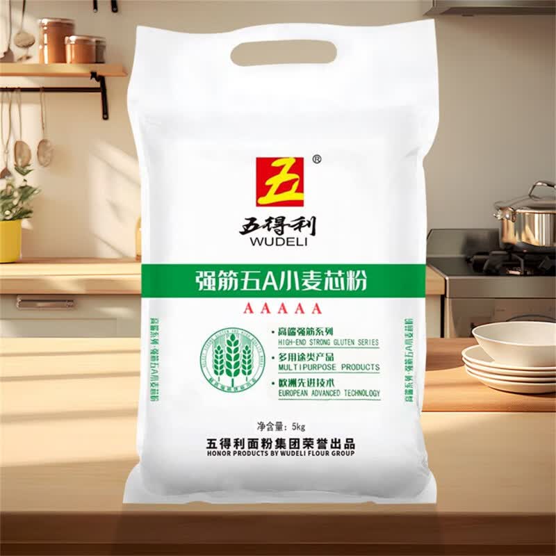五得利（WUDELI）面粉强筋五A小麦芯粉5kg家用营养凉皮自然麦香醇厚10斤 1袋