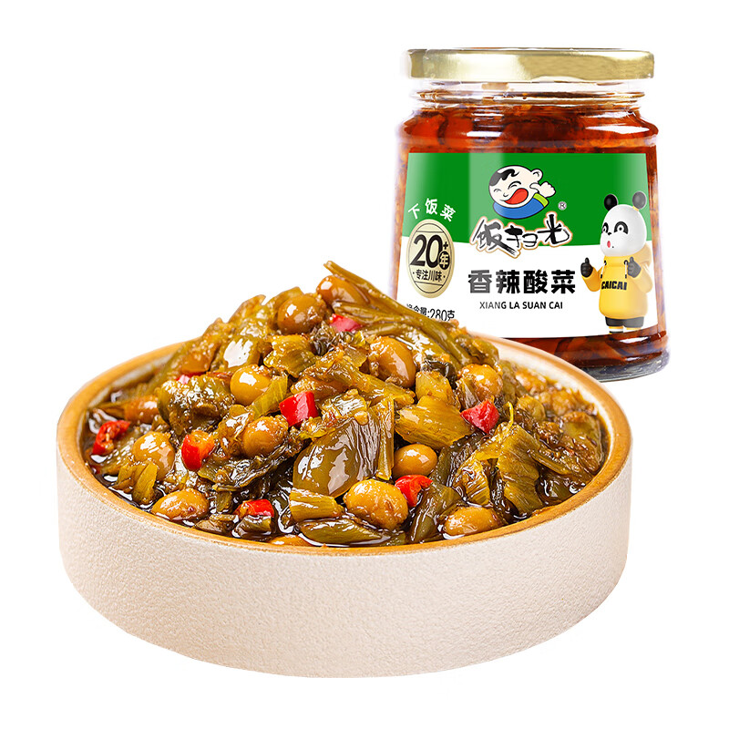 饭扫光 榨菜下饭菜 香辣咸菜泡菜 拌饭拌面调味料 香辣酸菜280g