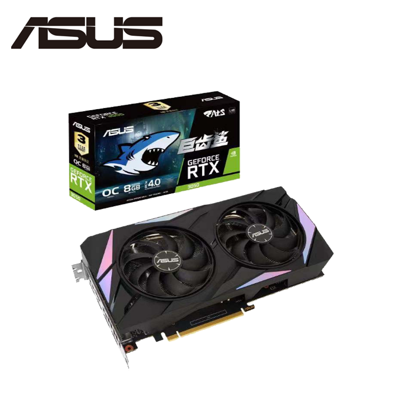 华硕 显卡 ATS GeForce RTX3050-O8G-GAMING 独立显卡 巨齿鲨系列 8G显存