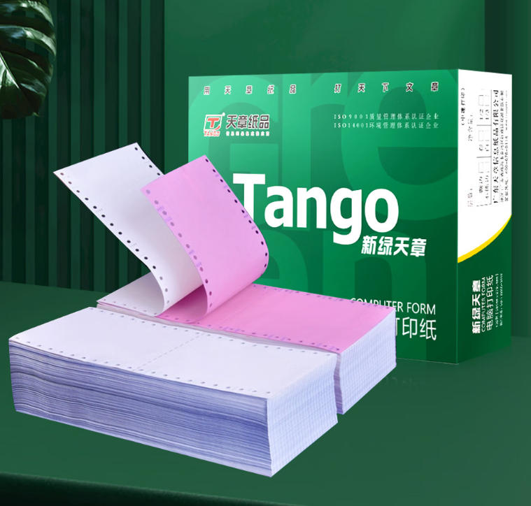 天章 （TANGO）【缺页十倍赔】120mm二联二等分不撕边电脑打印纸 医保药店医院彩色针式 (120-2彩-1/2 01 2000页)