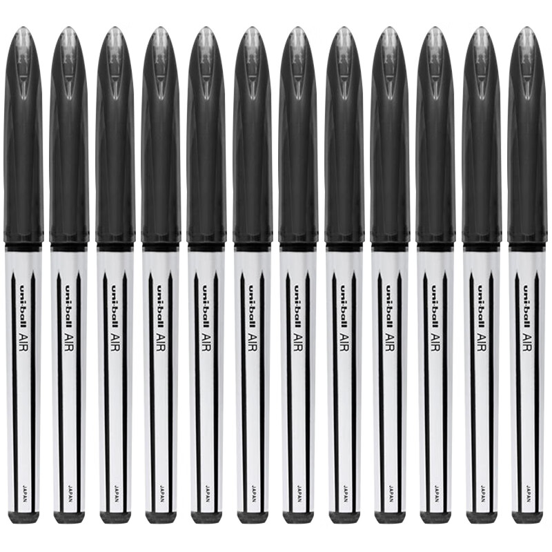 三菱 uni-ball AIR黑科技黑色中性笔高颜值0.7黑笔签字笔商务直液式水笔水性笔 UBA-188L 12支